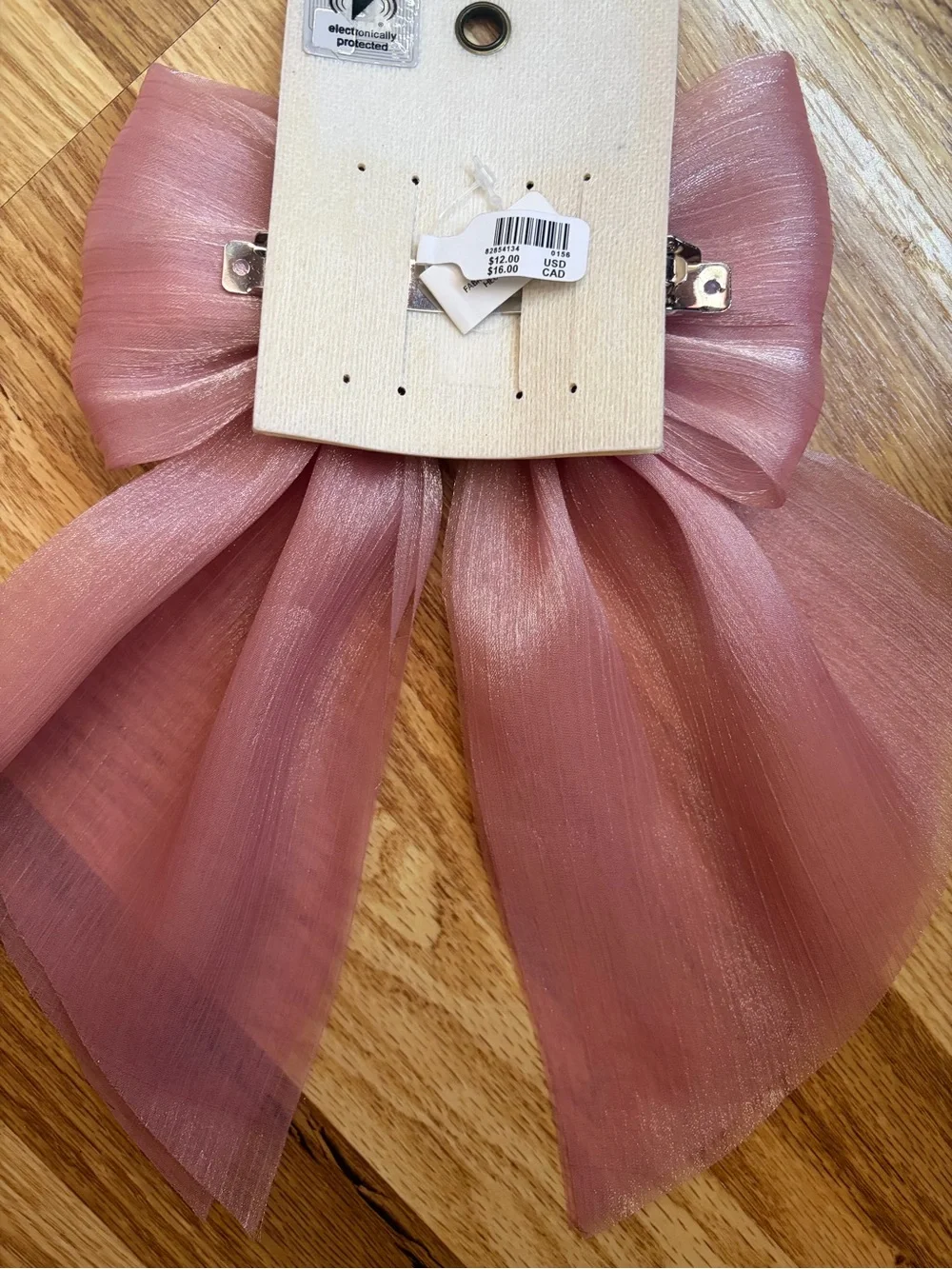 Urban Outfitters Shimmery Light Pink Sheer Bow Hair Clip